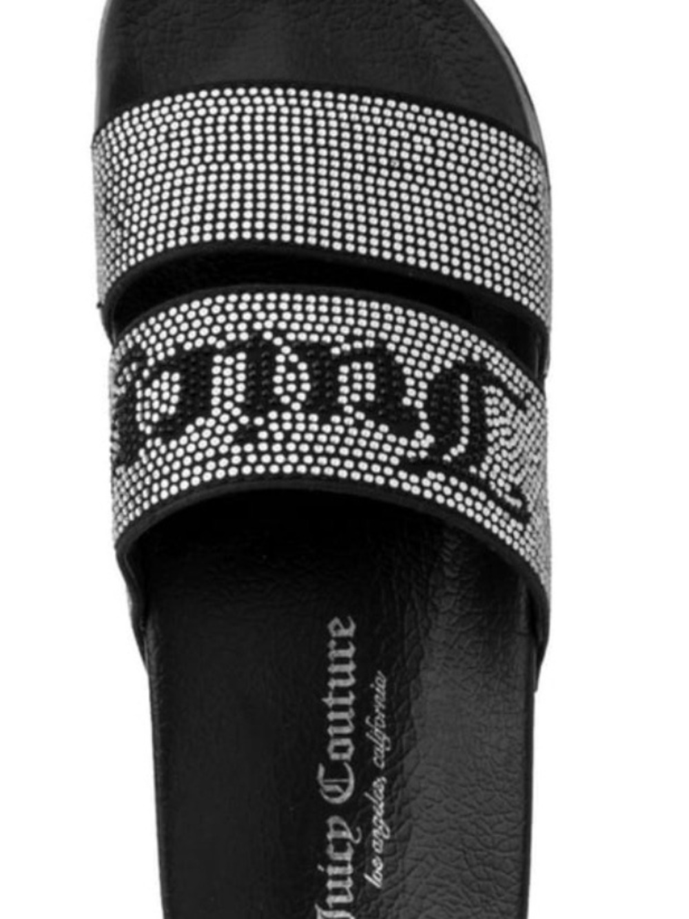 Juicy Couture Black Slide Sandals with Rhinestone Straps